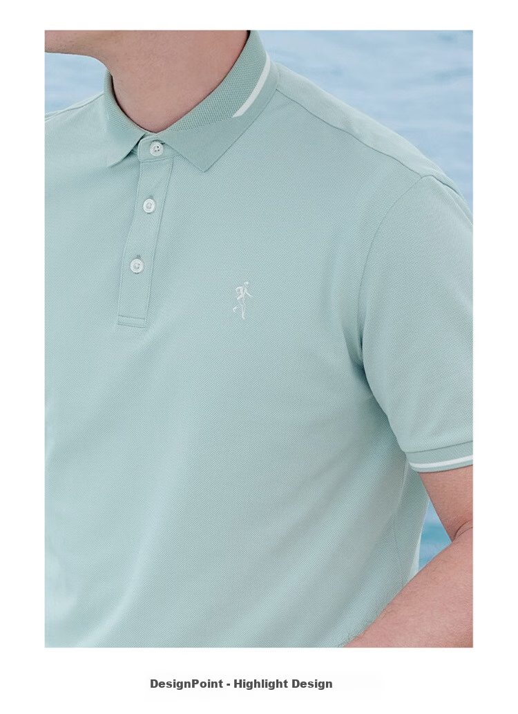 DANCING WOLVES [Cool Ice Mint] Summer Casual Cool-Feeling Men's Short-Sleeve POLO Shirt, 103 Gray Blue, Size 185 3