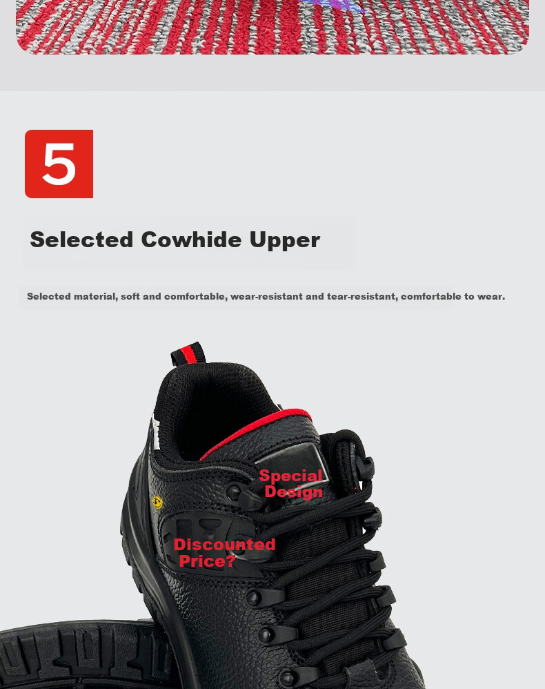Huixiang JINGDONG Industrial Own Brand Safety Shoes, Low-Top Cowhide Multifunctional Safety Shoes, ESD Anti-Static Anti-Smashing Anti-Puncture 130201 Size 38, CE Certified by EU 5