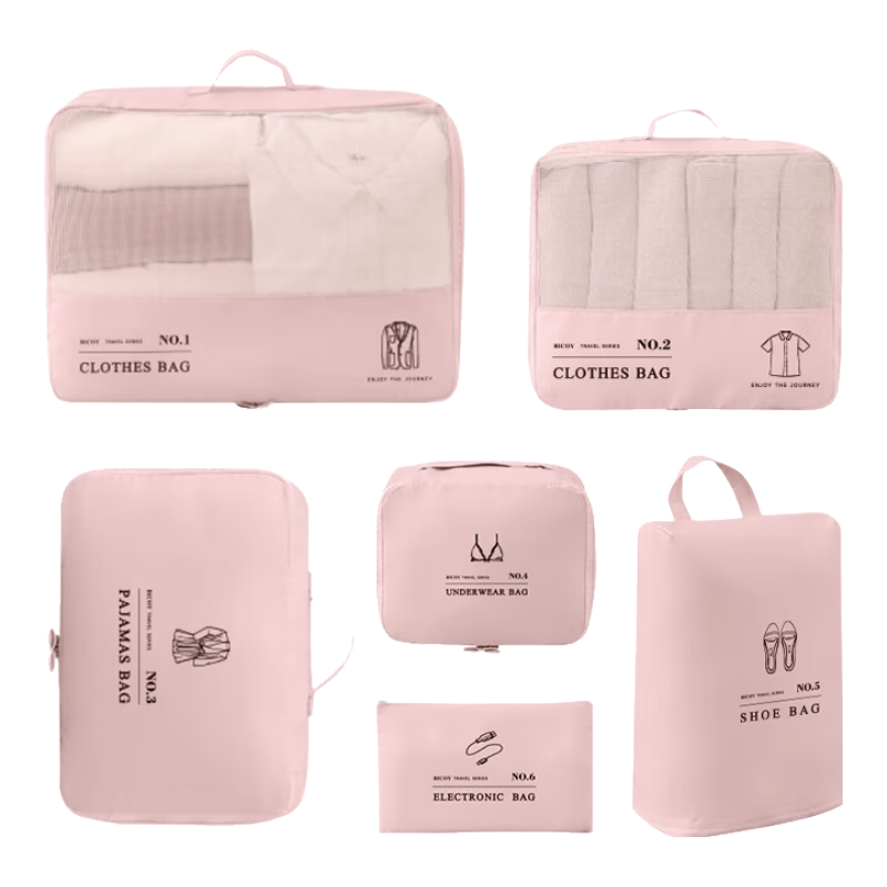 Baicaoyuan Travel Storage Bag, Luggage Organizer, Convenient Suitcase for Trips, Clothes Sorting And Packing Bag for Business Trips, Pink