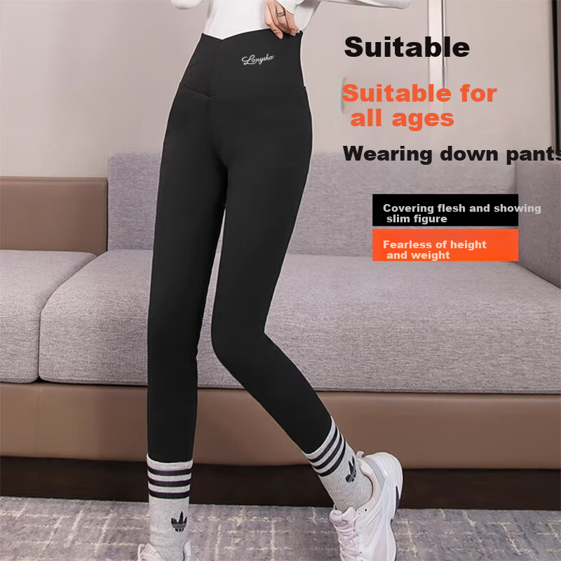 LangSha 25-Year Autumn And Winter New Barbie down Pants for Women, Fleece-Lined White Duck down High-Waist Shark Cotton Pants, Cold-Proof And Warm Pants for Outdoor Wear