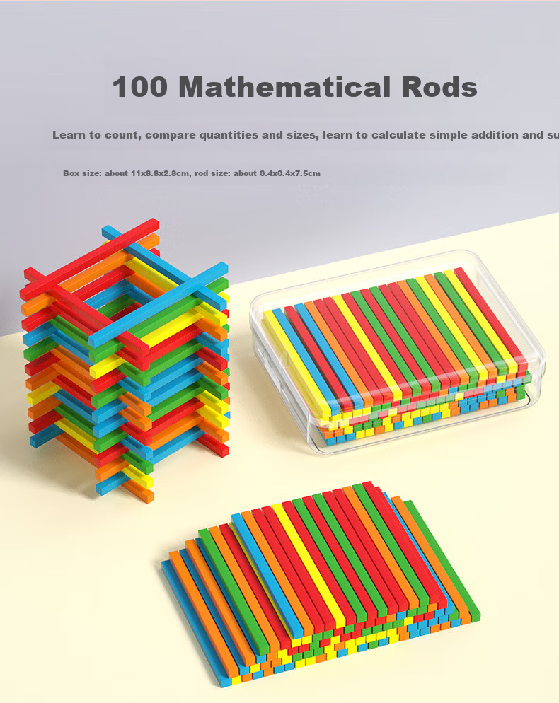 QZMTOY Elementary School Math Teaching Aid Set for Grades 2 And 7, First Semester, Includes Geometric Shapes, Tangram, Small Ruler, And Abacus 4