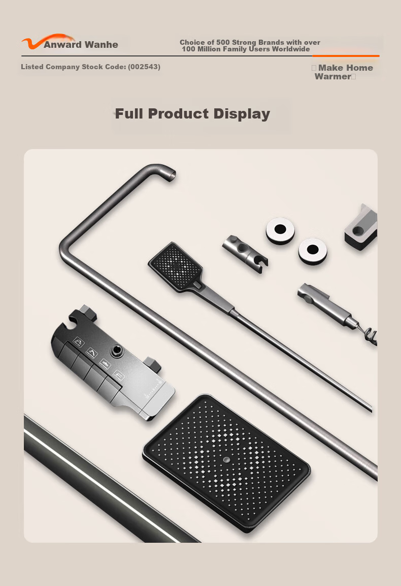 Vanward Shower Set Complete Bathroom Shower Head High Pressure Thickened Main Body Piano Key 52 12
