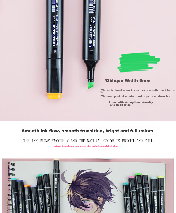FINECOLOUR Second Generation Dual-Tip Markers, 120 Colors Set, Alcohol-Based Watercolor Pens for Anime, Drawing, Design, Art Sketching, And Fine Arts Educatio 3