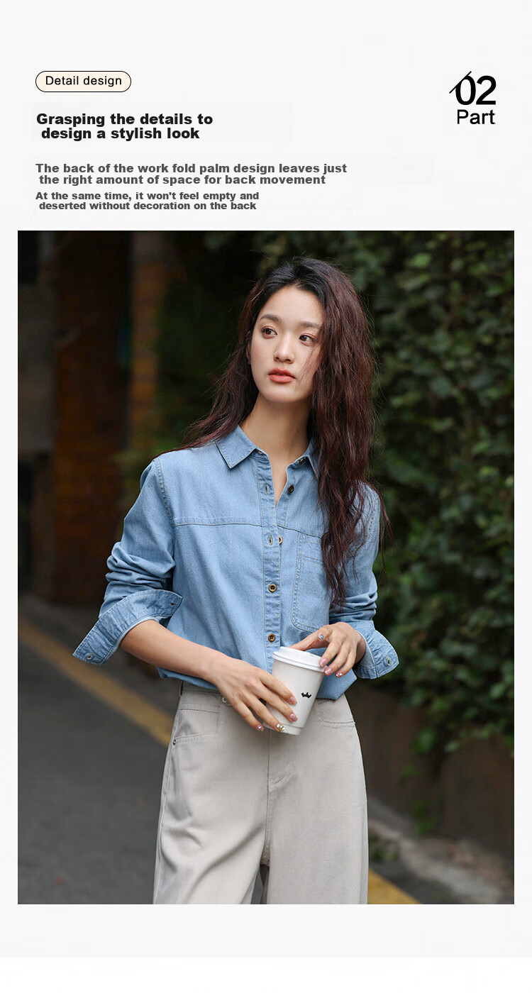 Dme Distinctive Single-Pocket Denim Shirt for Women, Medium Denim Blue, Size L 7
