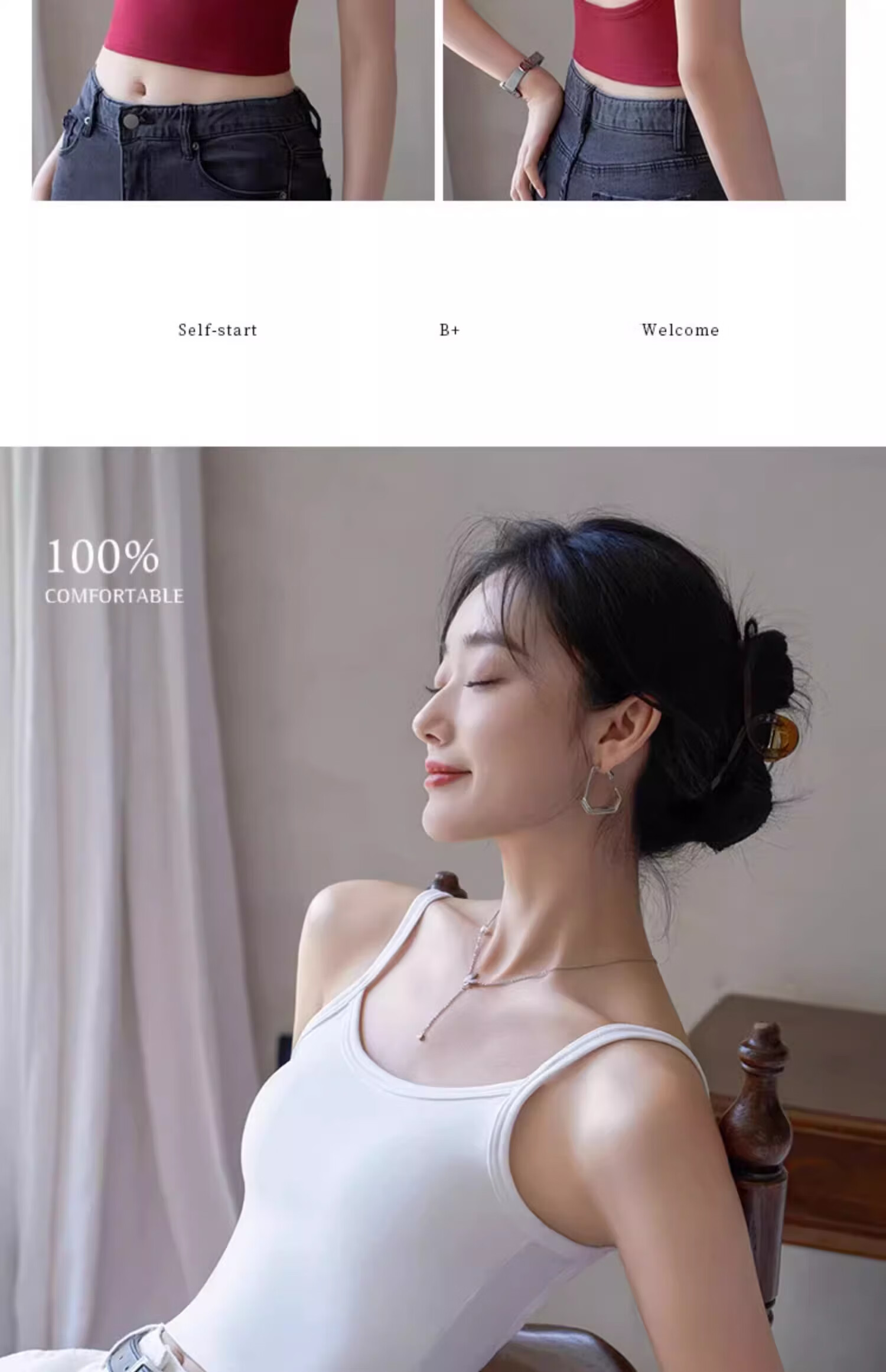 NOME Back Cross Small Camisole Tank Top for Women, High Elasticity Slim-Fit Camisole Bra One-Piece Fixed Cup Inner Wear, White, M 21