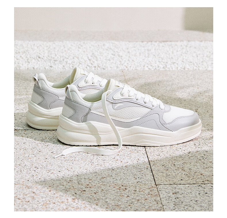 Anta Jiao Tan V1 Men's Casual Sneakers Leather Mesh Breathable Soft Thick Sole Height Increasing White Sports Shoes 15