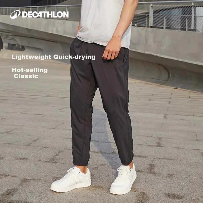 DECATHLON Men's Sports Pants, Quick-Dry Long Pants, Tapered Leg Pants, Breathable Lightweight Athletic Pants-2955002