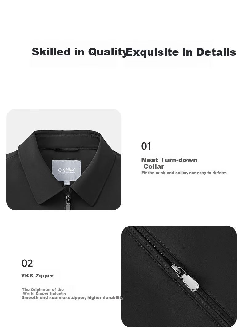 Goldlion [Cashmere Filling] Autumn Winter Jacket, Thickened Lapel, Warm Business Casual Coat for Men, Navy Blue-95L1 2XL 10