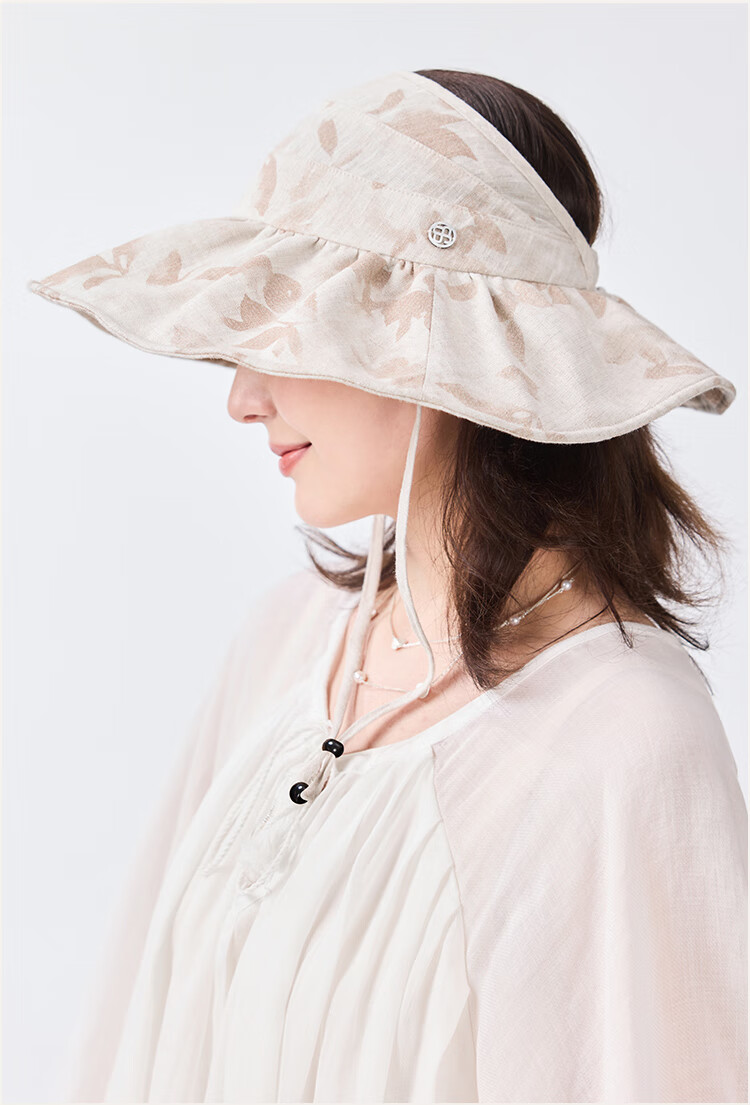 JIUMU Linen Sun Protection Hat for Women, Sun Visor, Sunhat, Open Top Hat, Cool Cap, Summer Outdoor Face-Covering UV Protection Hat for Wome 15