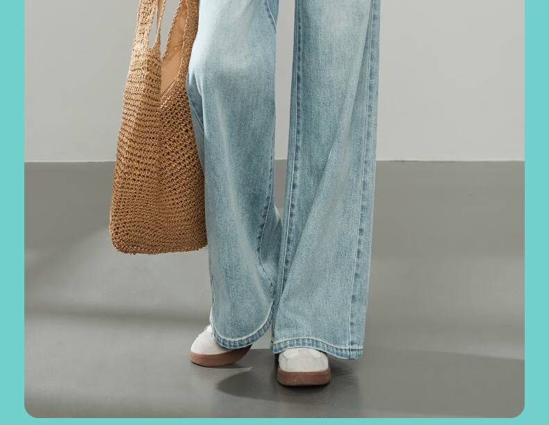 ESE-Y Straight-Leg Jeans for Women, New Spring 2025 Wide-Leg Trousers, Vintage Blue, Size 25 24