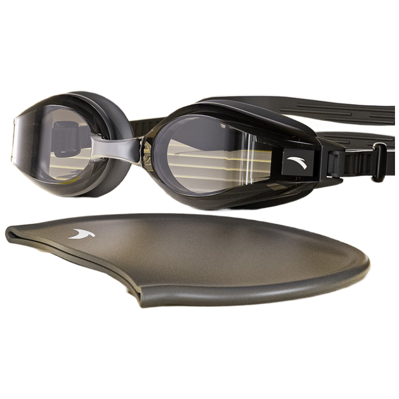 ANTA Water Eye Small Frame Swimming Goggles, Waterproof Anti-Fog High Definition Myopia Swimming Goggles for Adults, Dark Night Black Set for Myopia 600