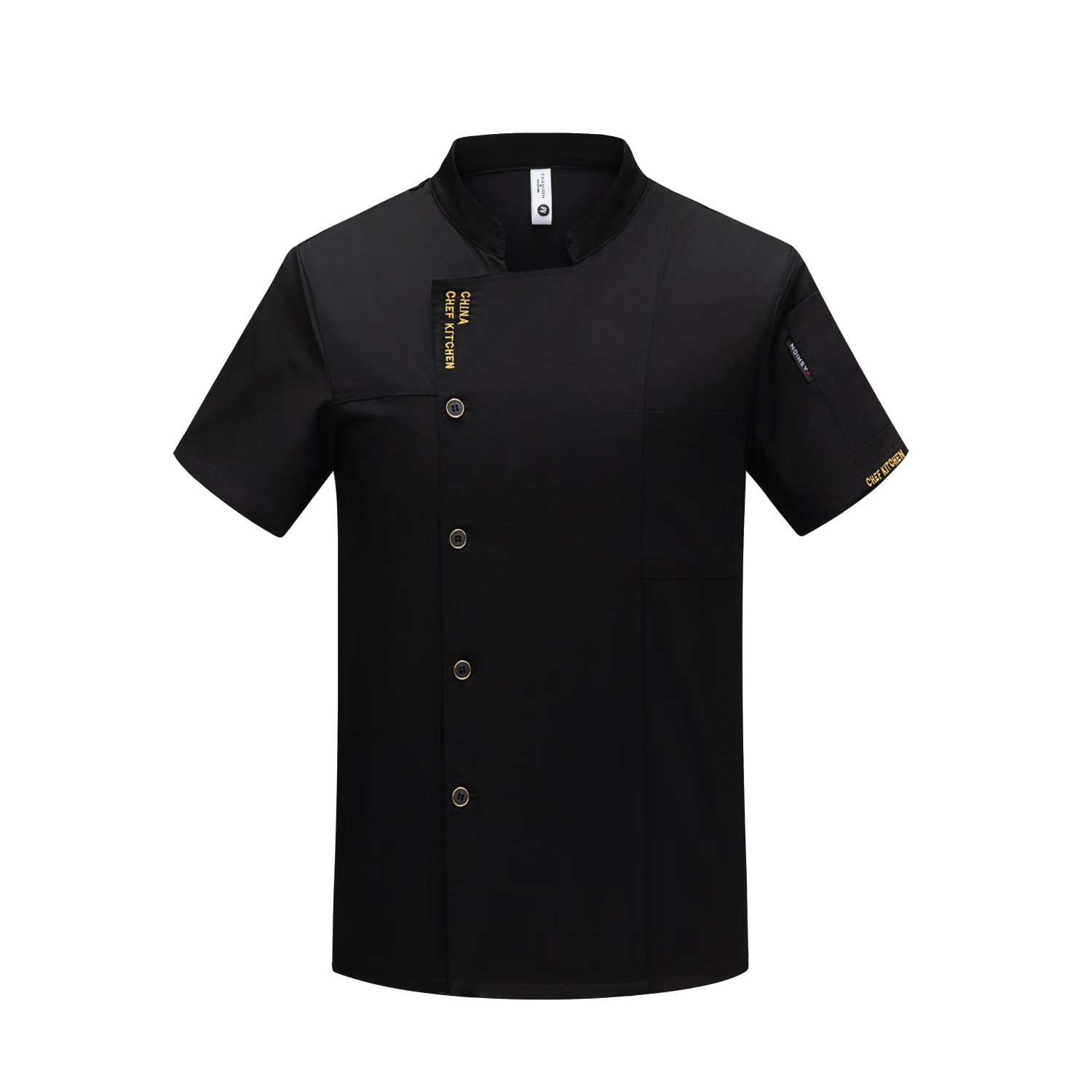 HANMANKE Summer Chef Workwear Short Sleeve Set Men Kitchen Uniform Custom Black Single Top XL
