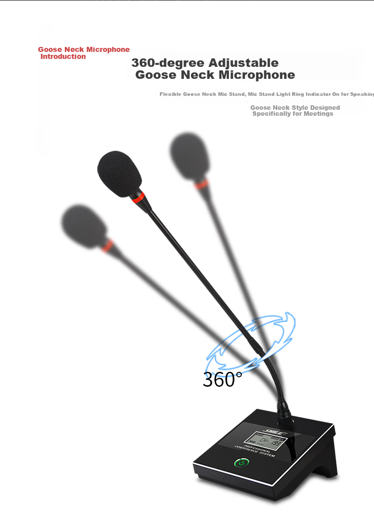SHILE SH-20 Adjustable Frequency Version Wireless Microphone System with Four Gooseneck Handheld Microphones And Optional UHF Conference Microphones, Two Handheld And Two Gooseneck Microphones 8