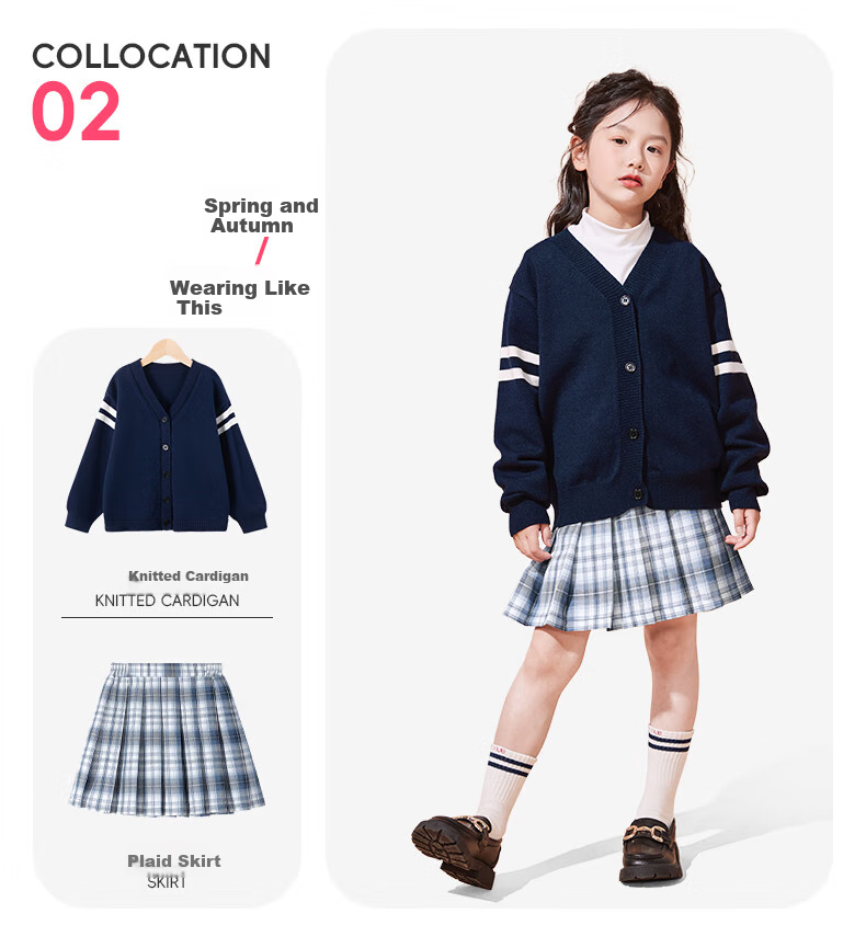 Baleno Girls' Skirt Autumn 2025, Stylish JK Plaid Short Skirt for Girls, Children's Autumn Outfit, Preppy Style A-Line Pleated Skirt 9