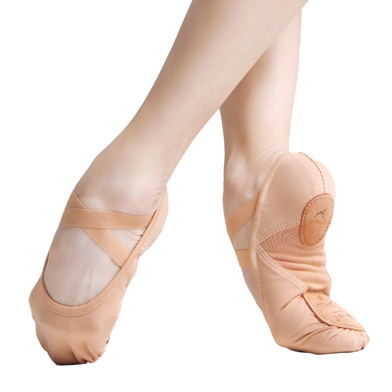 Baiya Wuyuan Women's and Children's Dance Shoes Elastic Fabric Soft Sole Ballet Practice Shoes Camel Color Ballet Dance Shoes