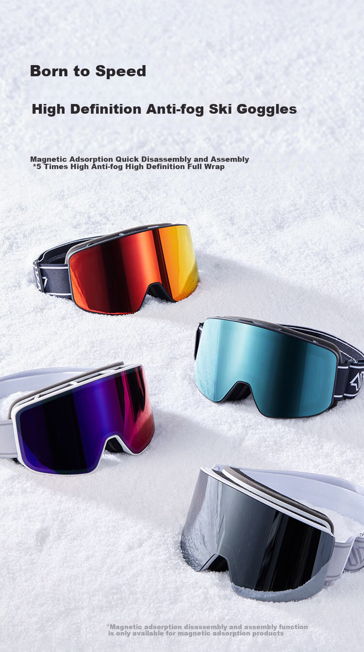 JD Original [Five-Star Certified] Ski Goggles, Anti-Fog And Windproof Protective Eyewear, Professional Ski Glasses for Men And Women, Snow Mountain Silver 1