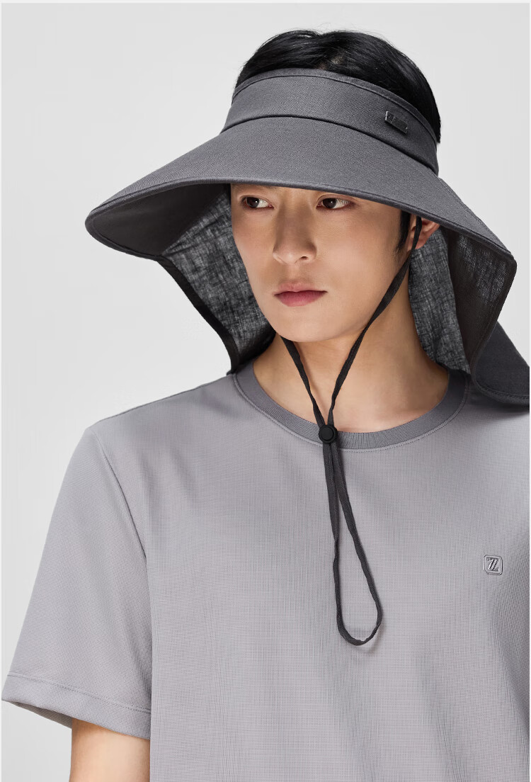 JIUMU Linen Sun Protection Hat, Men's Sun Visor Cap, Sunhat, Open-Top Hat, Cool Hat, Summer Face-Covering Neck-Protecting UV-Resistant Hat 5