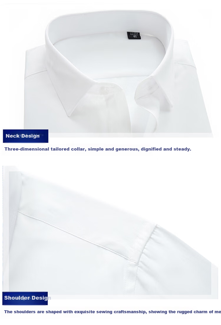 Ayoupang Large Size Long-Sleeve Shirt for Men, Business Solid Color Formal Wear Professional Dress Shirt Plus Size Commuter Workwear, White, M 11