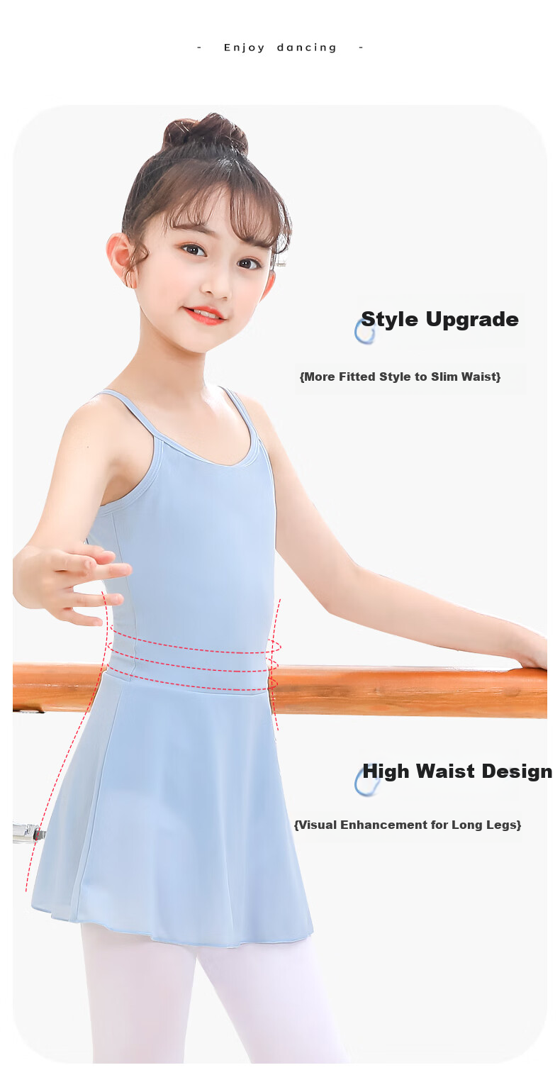 Zhiyouban Children's Ballet Dance Dress, Girls' Spaghetti Strap Dance Dress, Professional Art Exam Dance Performance Costume for Girls' Gymnastics Practice And Shows 5