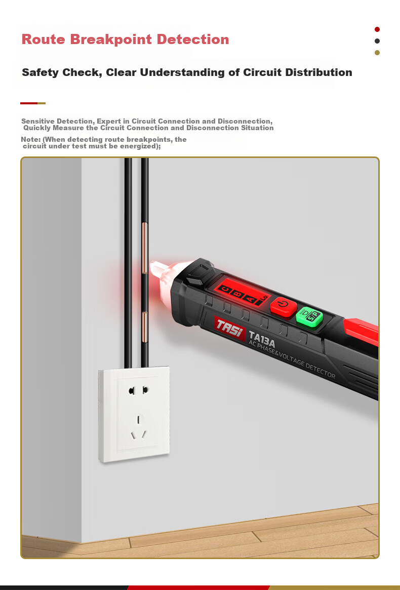 Teansi Intelligent Non-Contact Voltage Detector Pen, Phase Sequence Detection, Breakpoint Testing, Voltage Tester TA13A 2
