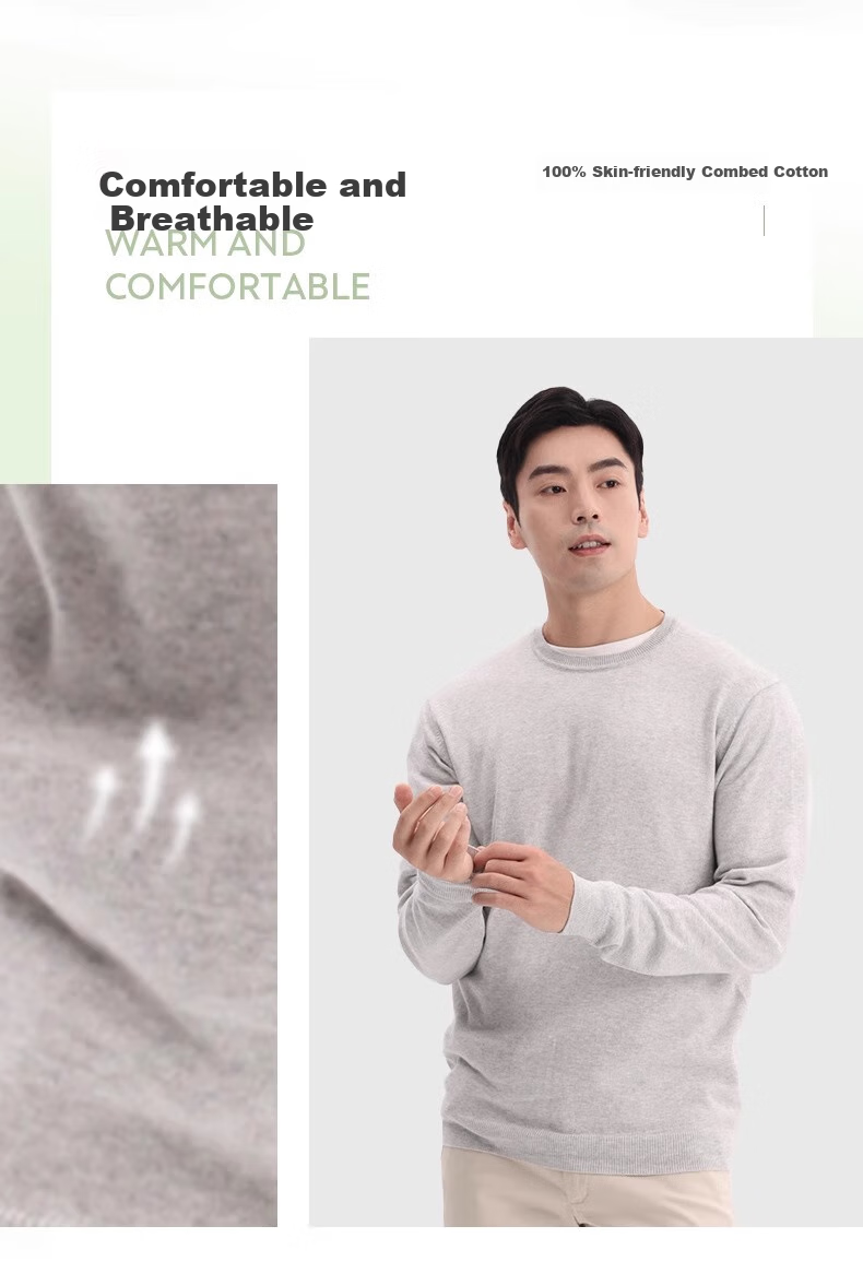 DECATHLON Men's Sweater, Round Neck Knit Pullover, Base Layer for Autumn And Winter, Sports Casual Slim-Fit Top, 5354193 3