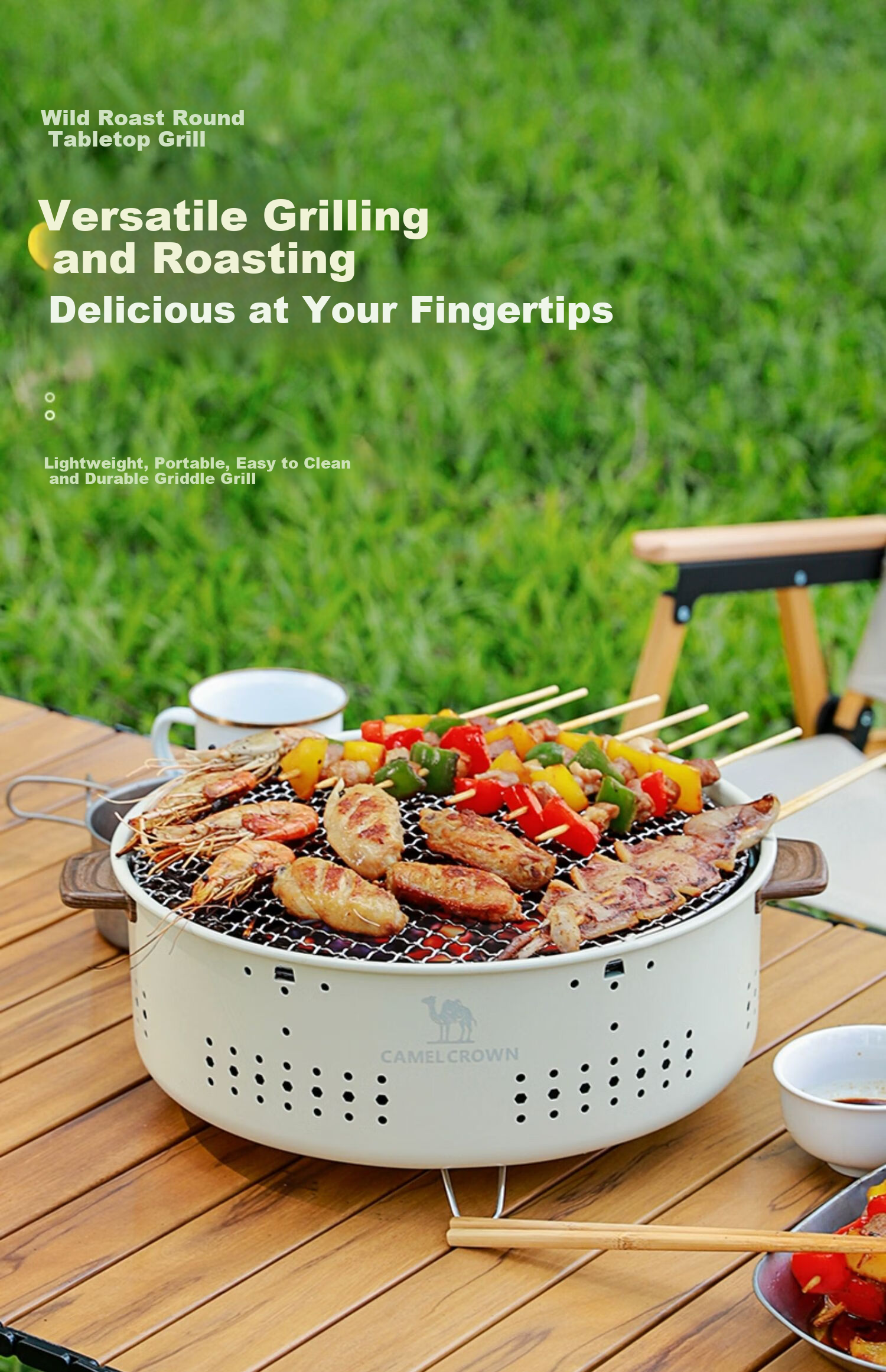 CAMELJEANS Tea Brewing And Grilling Plate, Korean-Style Barbecue Grill, Outdoor Portable Non-Stick Pan for Camping Stove, 174BJ35743 2