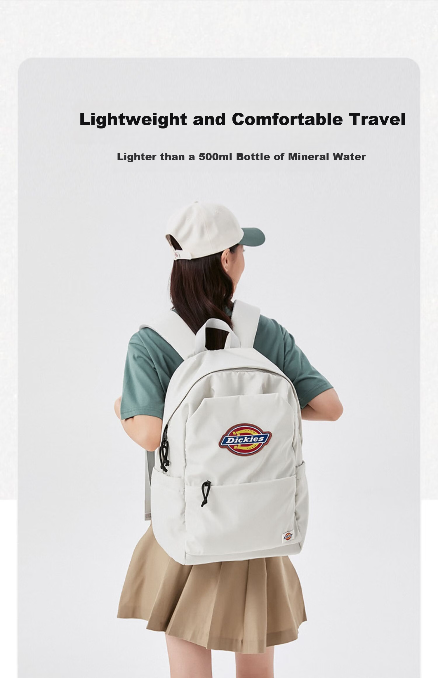 Dickies Student Backpack, Large Capacity Canvas School Bag for Middle And High School Students, Lightweight Travel Backpack with High Aesthetic Value, Beige 9