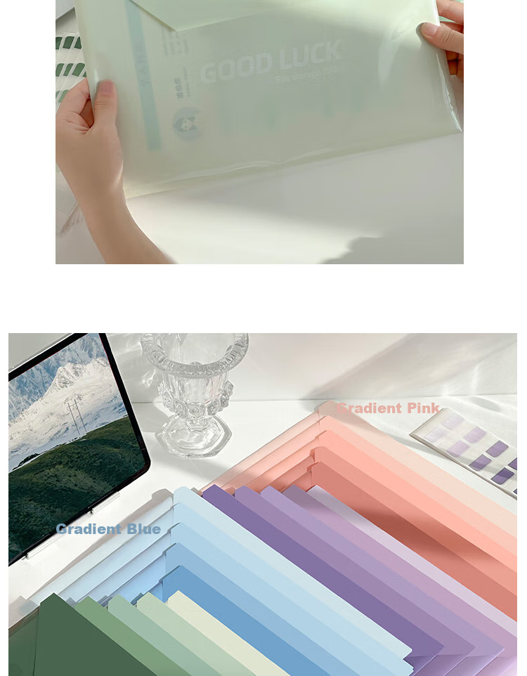 Shaonianban File Folders, Gradient A4 Button Closure Document Sleeves, Student Subject Pouches, Exam Paper Storage Pouches, Thick Large Capacity Filing Bags, All 4 Color Sets, 20 Pieces Per Set 9