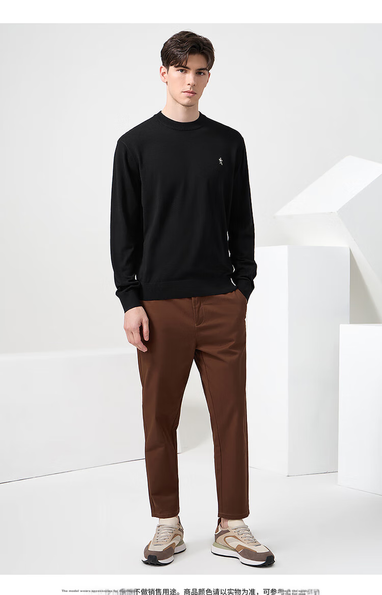 DANCING WOLVES 【Wool】 Autumn Winter Classic Men's Thermal Sweater Round Neck Long Sleeve 306 Brown Size 175 6