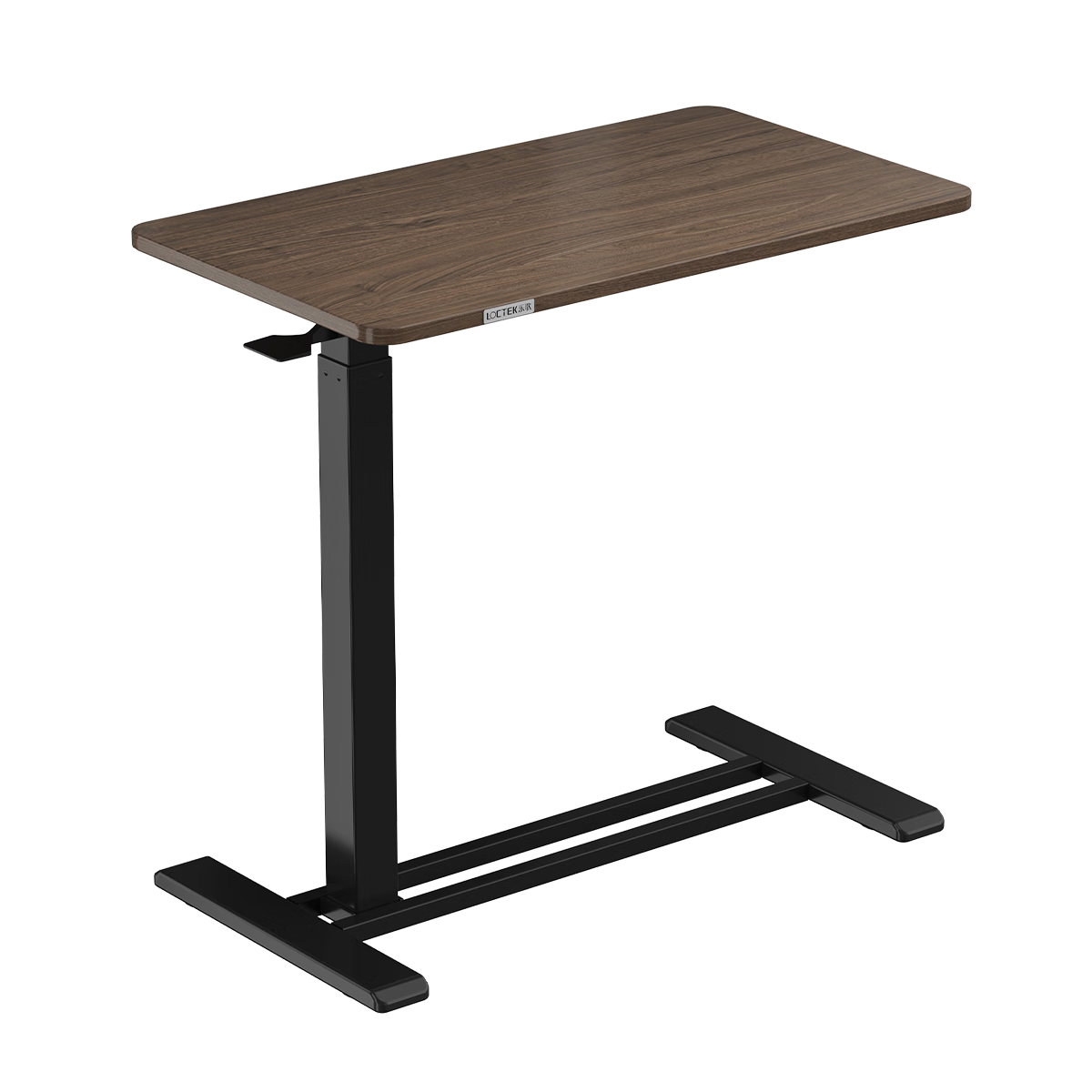 Loctek Bedside Table, Adjustable Height Bed Computer Desk, Movable Suitable for Home Use, Coffee Table, Small Floating Island T04, Black Walnut Color