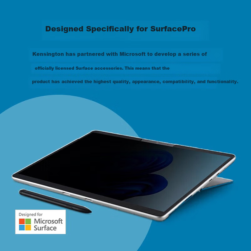 Kensington Privacy Screen Protector for Surface Pro 8/9/10/11, Magnetic Anti-Peeping Screen, Microsoft Certified Privacy Film, Anti-Blue Light Film K51700