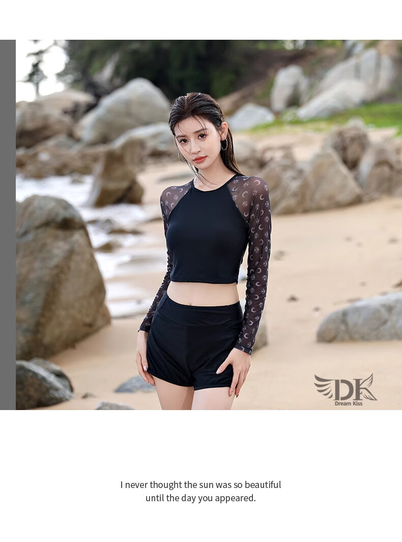 DK Women's New Sexy Two-Piece Swimsuit with Boyshort Bottom, Tummy Control Slimming Long Sleeve for Swimming Pool And Hot Springs XL 7