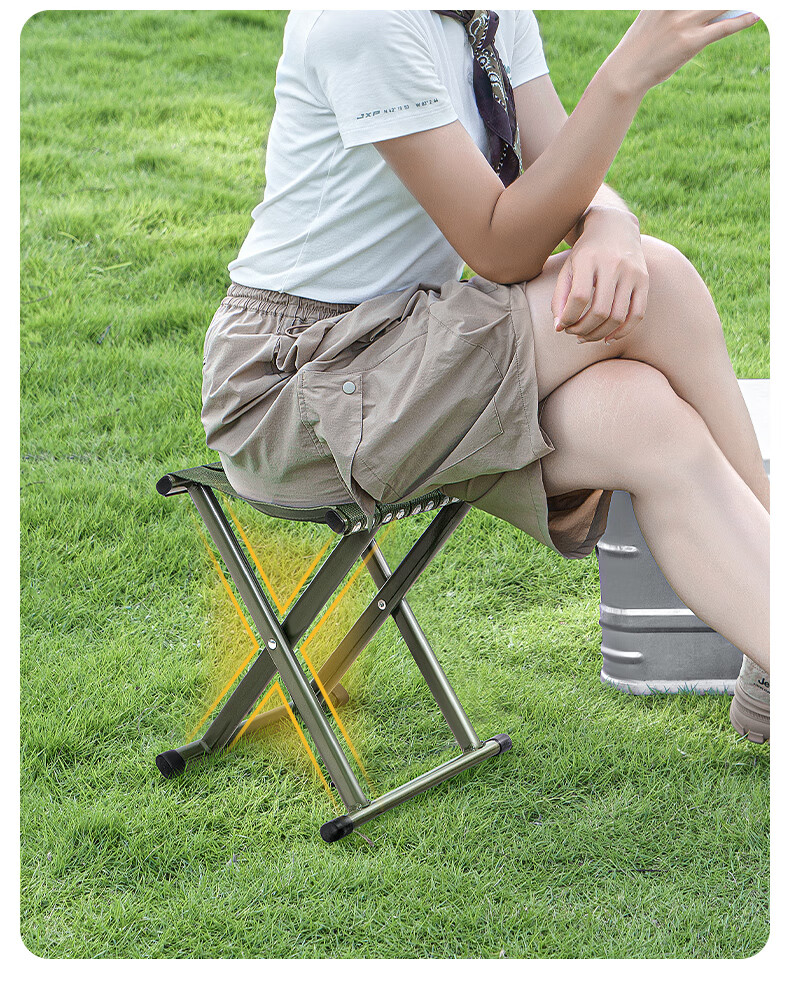 JEEP Folding Stool Portable Outdoor Chair Home Folding Bench Leisure Seat Queue Helper Medium Size Army Green 3