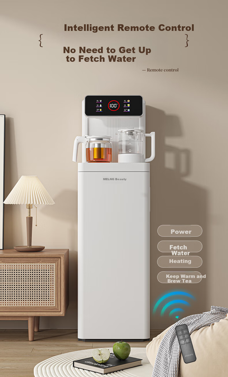 MeiLing Smart Voice Tea Bar Machine with Large Screen Remote Control, Floor-Standing Water Dispenser with Bottom-Placed Water Tank, Integrated Cabinet for Home Use, Cooling And Heating Fully Automatic Machine, Cold And Hot Model MY-C231B (Voice Control Version) 12