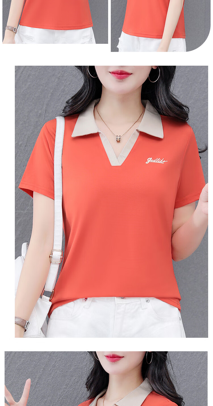 Woodpecker Women's Short Sleeve Polo Shirt Summer Ice Silk Slim Fit Breathable Sports Top Black M 17