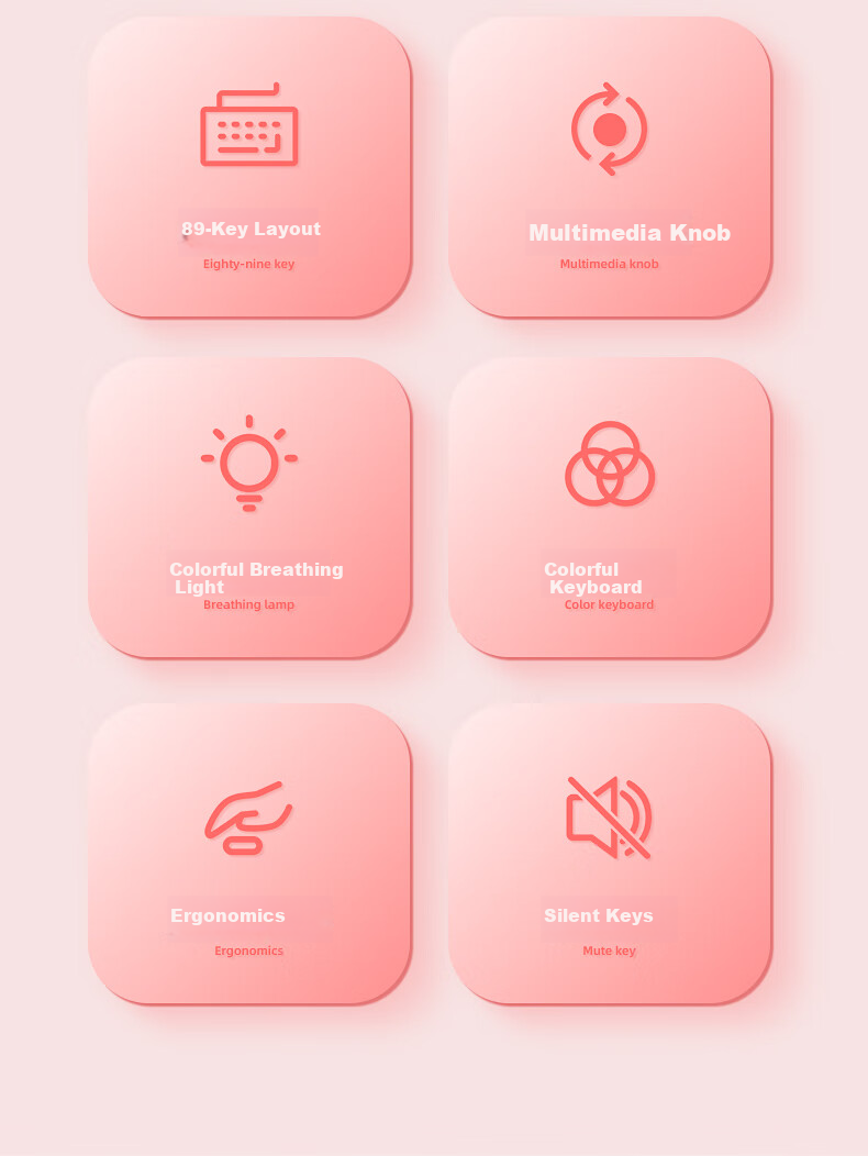HP K500F Mechanical Feel Wired Keyboard, Quiet Multifunctional Knob for Office And Gaming, Compatible with Desktop Computers And Laptops, Pink And White Color, 98-Key Layout 3
