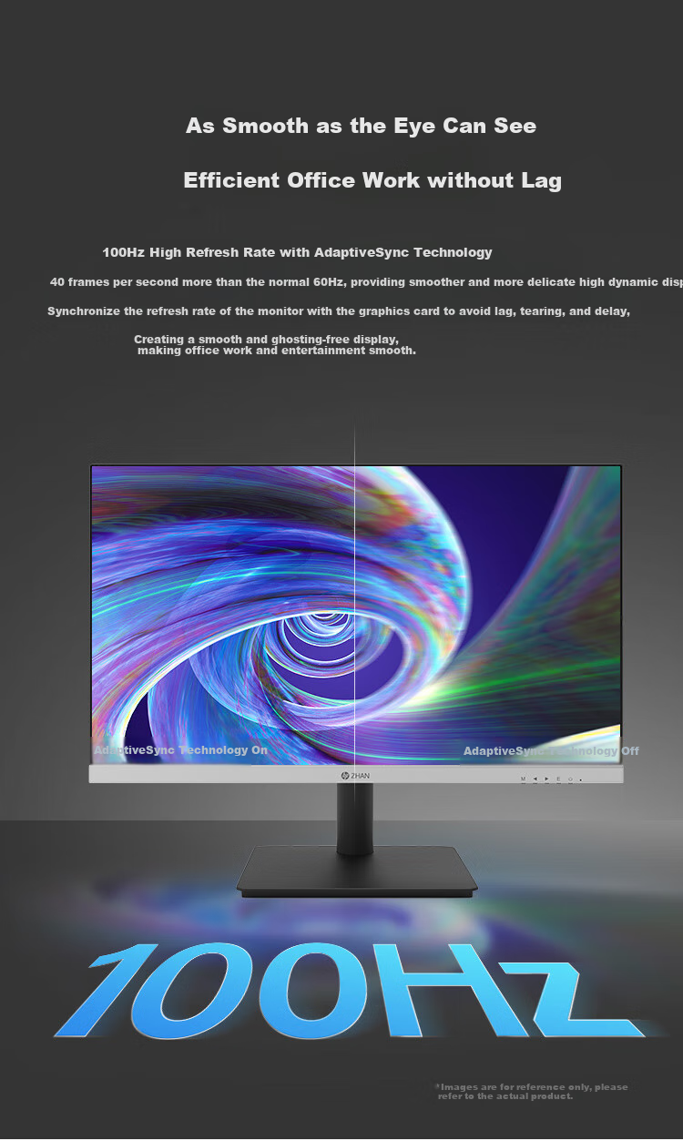 HP Zhan Series 23.8-Inch Large Screen Computer Monitor with Dual Interface, IPS Wide Viewing Angle, High Refresh Rate FHD1080P Full HD, Wall-Mountable, Eye-Friendly 2