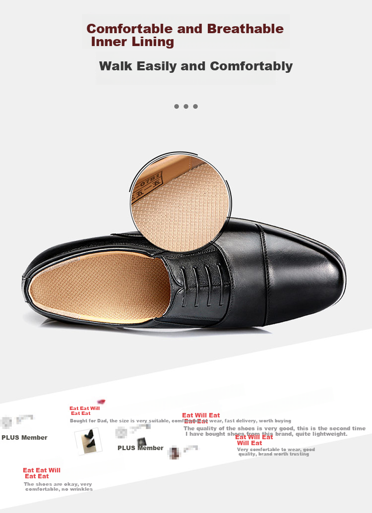 Qiangren Business Formal Shoes, Jihua 3515 Three-Joint Leather Shoes, Top-Grain Cowhide Men's Shoes, Slip-On Derby Shoes, Black, Size 40 8