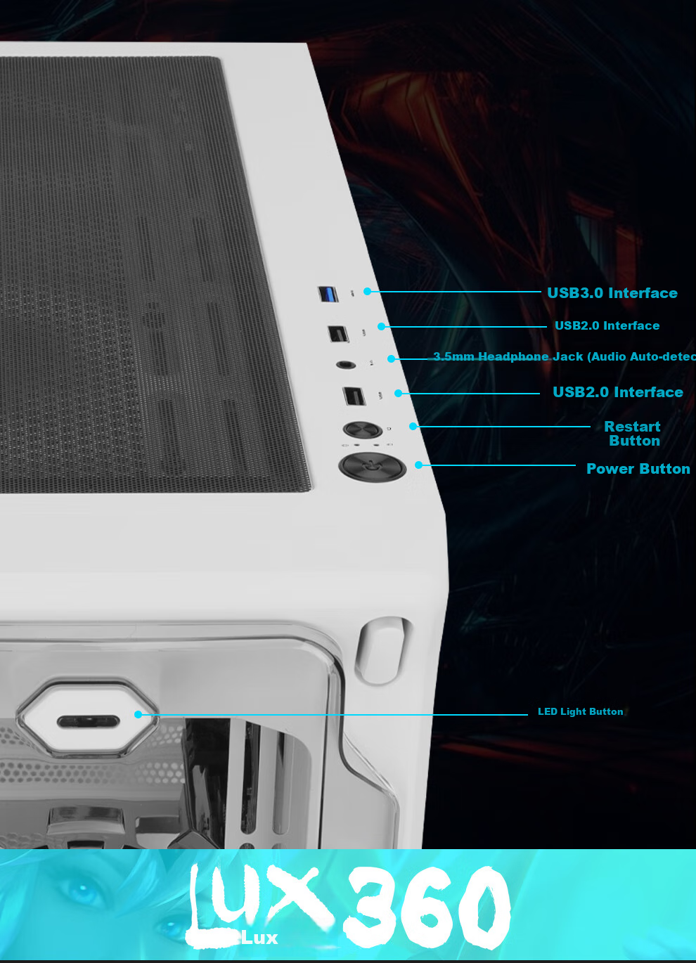 Segotep Anime Cabin 1 White Desktop Mini Case (Front Dedicated Figurine Position/MATX Motherboard Position/Synchronized Lighting Effects/360mm Water Cooling Position/Anime Desktop Computer Case) 10