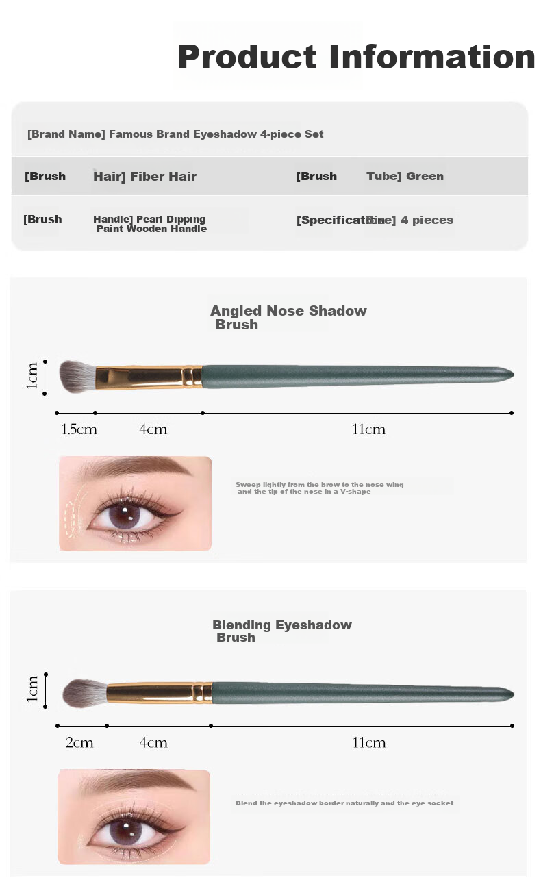 Dongyiyanxuan New Year Gift Eye Makeup Brush Set (4-Piece), Eyeshadow Brush, Blush Brush, Lip Brush, Holiday Gift for Girlfriend 7