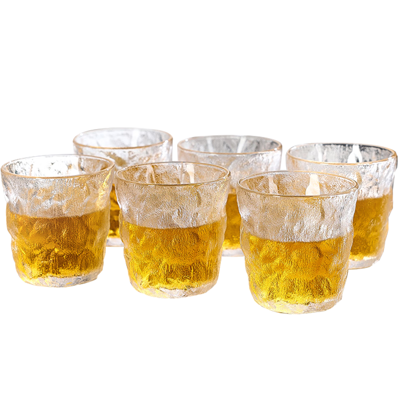 Green Apple Japanese Style Stone Pattern Glass Cups 280ml 6-Pack Thickened Glacier Tea Beer Glasses High Aesthetic