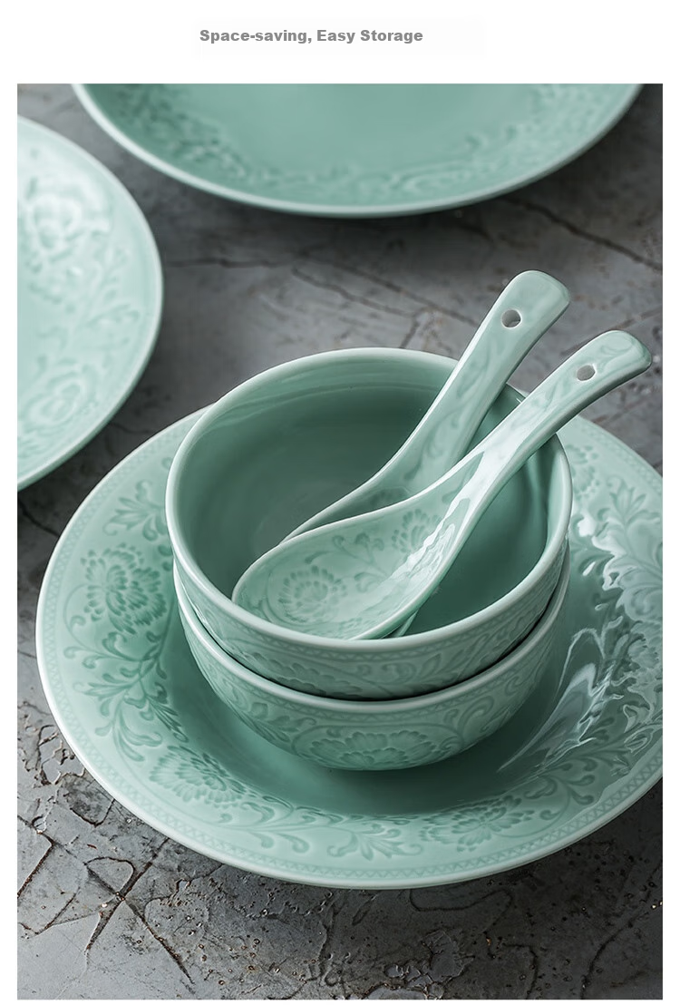 Sushitaoci | Set of Tableware with Annual Rings, Simple 21-Piece Ceramic Plates And Bowls Gift Box, Jiamei Series 12