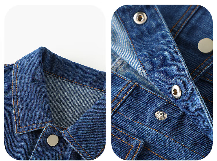 QQ DUCK Children's Denim Vest Girls' Sleeveless Jacket Youth Clothing Classic Vest Navy Blue; 165 29