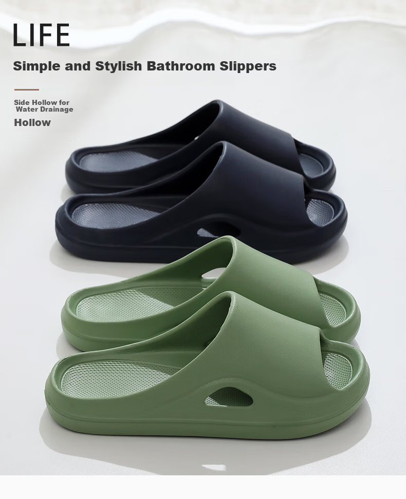 GUOLUOFEI Men's Summer Slippers, Bathroom Shower Non-Smelly, Non-Slip Soft Sole, Couples Sandals for Women, Green, Size 35-36 1