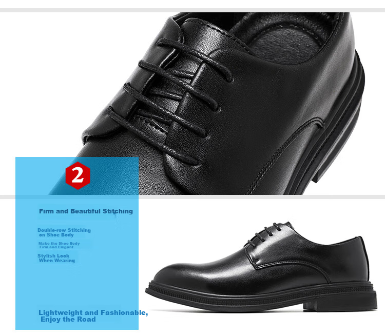 Poitulas Men's Lace-Up Business Casual Shoes, British Style Versatile Thick-Soled Formal Shoes Wedding Shoes for Men 9033 Black Size 44 2