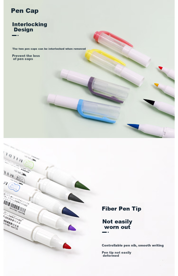 ZEBRA Dual-Tip Highlighter Pen, Rainbow Color Planner Pen, Student Highlighting Marker Pen, WFT8 Brush Elegant Series, WFT8-5C 5-Color Set 7