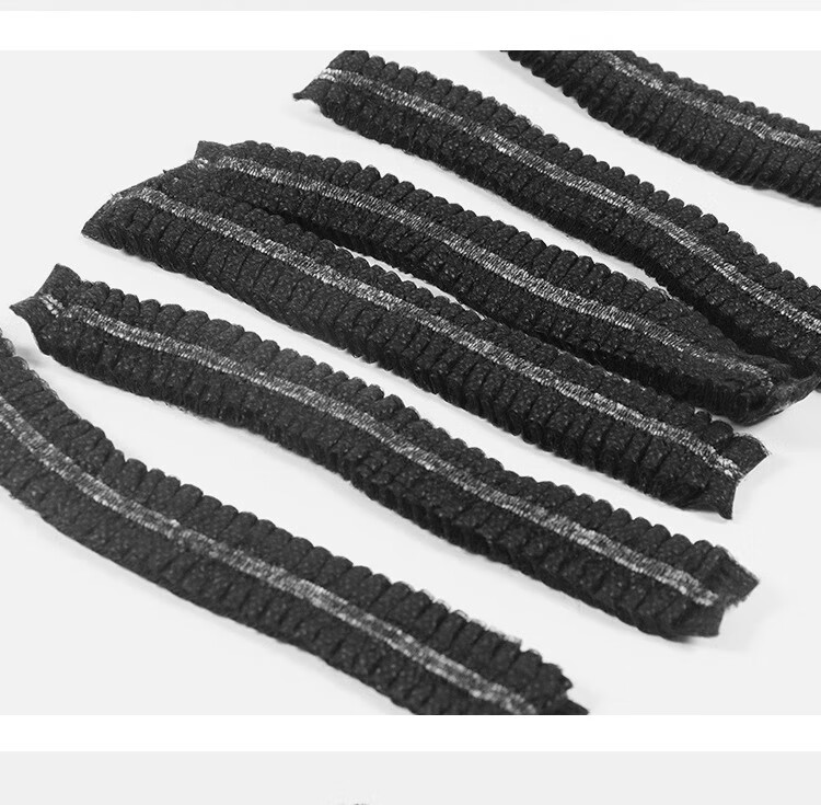 Minggu Disposable Head Cover Kitchen Dustproof Strip Cap Mesh Cap Non-woven Dustproof Black Double Rib 100pcs CW184924 2
