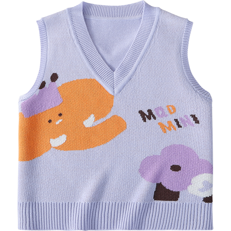 MQDMINI Children's Knitted Vest, Boys And Girls Sleeveless Jacket, Toddler Outer Wear Inner Layer Top, Little Elephant Forest