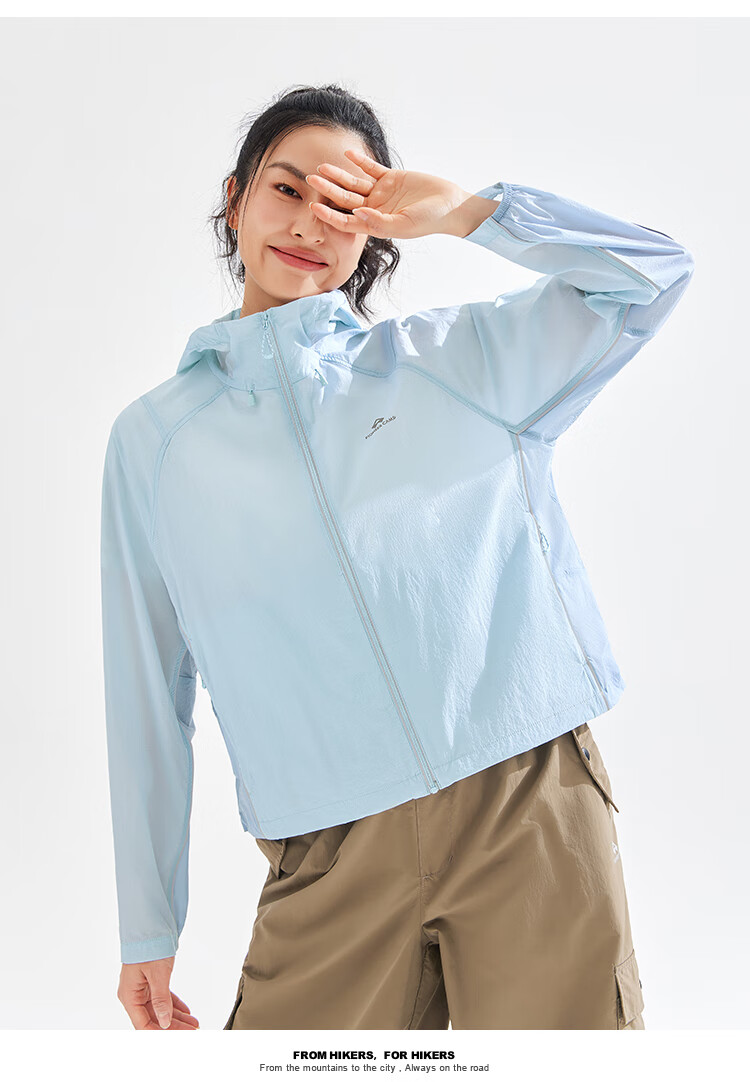 Pioneer Camp Women's Summer Sun Protection Jacket, Outdoor UV-Resistant Lightweight Breathable Sun Protection Coat UPF50, Glacier Blue, Size S 13
