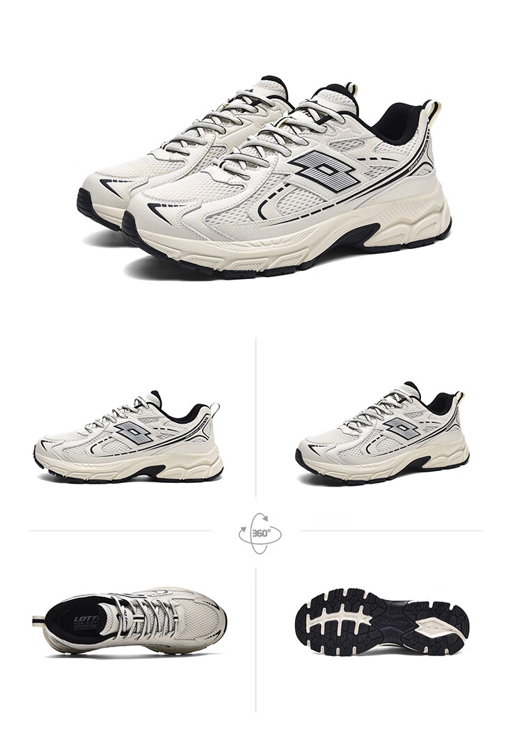 LOTTO Men's Shoes, Spring Casual Sneakers, Retro Dad Shoes, Outdoor Running Shoes, Black, Size 41 20